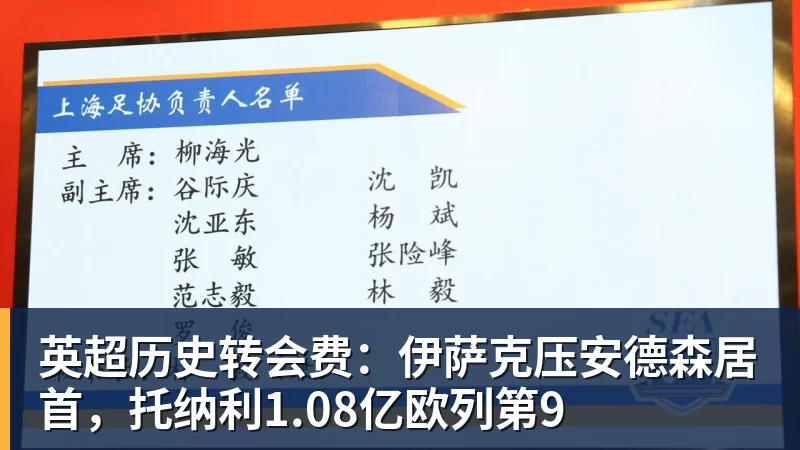 英超历史转会费：伊萨克压安德森居首，托纳利1.08亿欧列第9