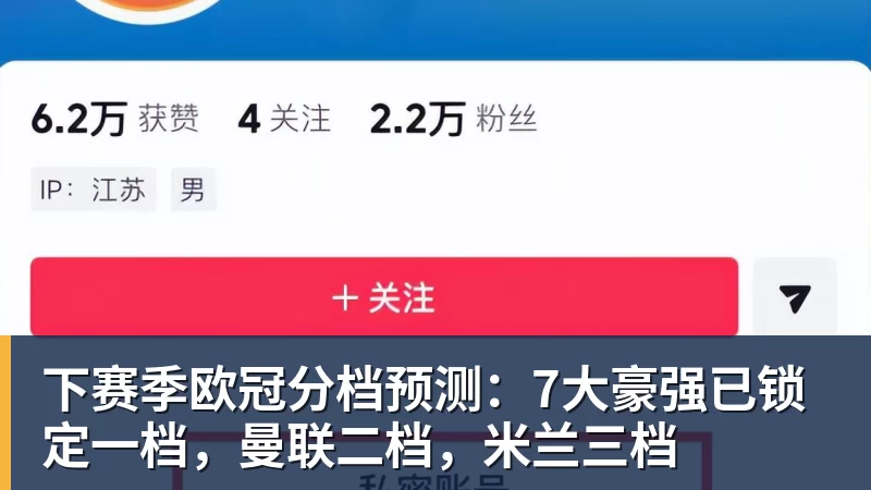 下赛季欧冠分档预测：7大豪强已锁定一档，曼联二档，米兰三档