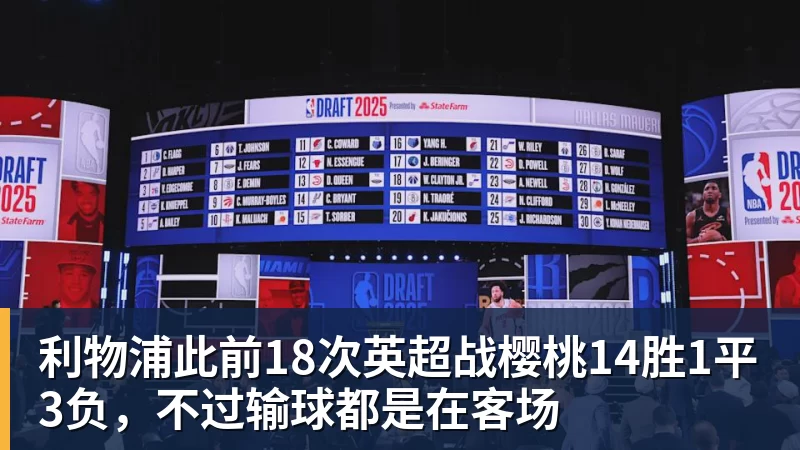 利物浦此前18次英超战樱桃14胜1平3负，不过输球都是在客场